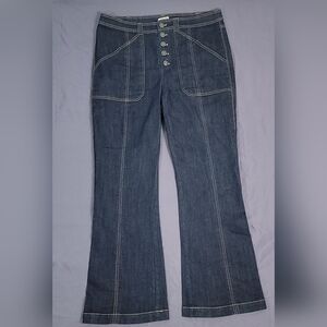 cinq a sept Dark Blue Wide-Leg Button-Fly Jeans